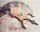 Mysterious vintage brass and opal glass necklace - Equinox