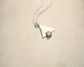 Macrocosm,  vintage brass triangle necklace in silver