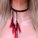 Red and Black Feather Necklace and Headband