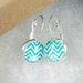 Silver Chevron Earriings, Teal Chevron, Aqua Chevron, Bridesmaids Gifts