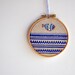 Drop Fish 2 - mixed media Round Dreams - embroidery art & screen print - 4''