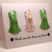 Origami Dress Thank You card (friend green pale pink)
