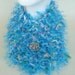 Knit Scarflette - Turquoise - with Polymer Clay Button