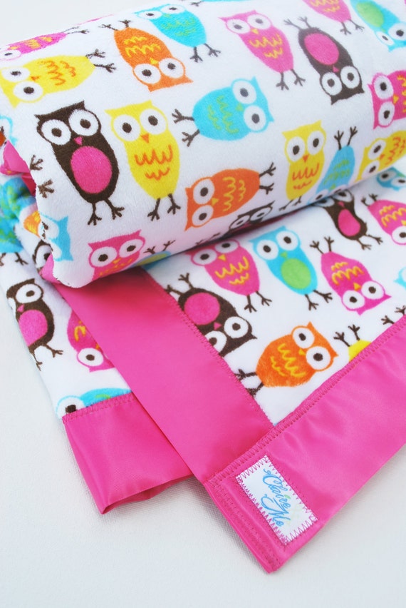 Owl Blanket Owl Minky Blanket in Brights Made to Order