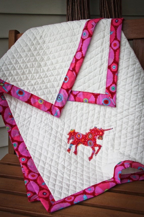 Baby Quilt Unicorn Applique or Toddler Crib Quilt