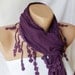 Lace Scarf - Purple Scarf - Plum purple - Cotton Scarf