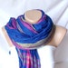 Blue pink mix color Cotton Long Scarf with wrinkle