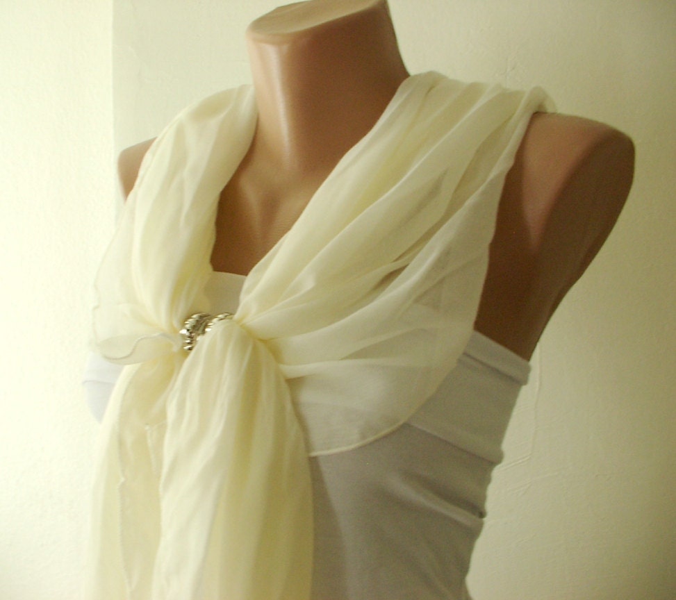 Cream Ivory Cotton Spring Scarf