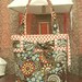 AMY BUTLER Geisha Fans Olive STRAP and BOW TOTE BAG