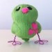 Sale Needlefelted Bird Zingy Green and Shocking Pink Felt Bird Spring Time Love Bird