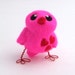 Sale Needlefelted Flourescent Pink Bird With Red Hearts Love Bird Tweet