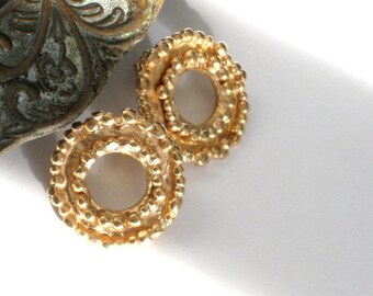 Gold Stud Earrings, Gold Earrings, Yellow Gold Earrings, Gold Plated Earrings, Medium Stud Earrings, Gold Post Earrings, Wheel Earrings