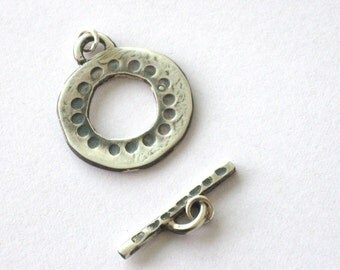 Handmade sterling Silver hammered Toggle Clasp