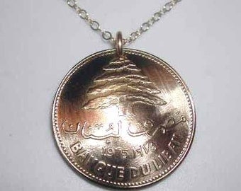 Coin Jewelry-Cedar of Lebanon necklace-free shipping