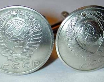 Coin cufflinks-USSR 15 Kopek cufflinks-handmade in the USA-free shipping