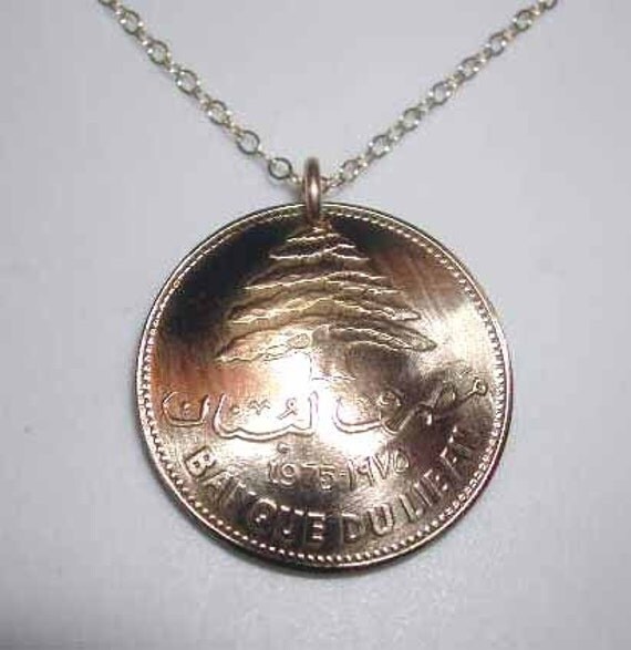 Coin JewelryCedar of Lebanon necklacefree shipping
