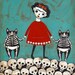 Frida Day of the Dead Original Cat Folk Art Painting