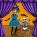 The Puppeteer and Marionette Original Cat Folk Art Painting