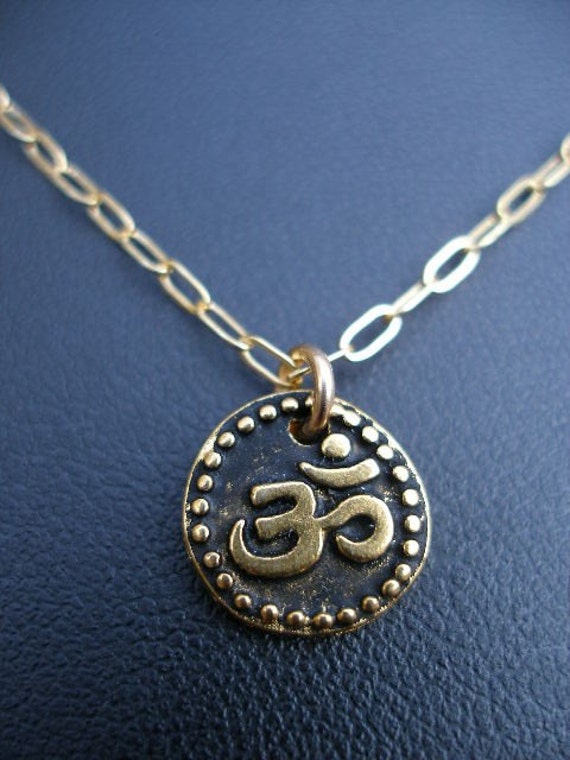 Gold OM Aum Necklace Yoga Eat Pray Love Layering Necklace