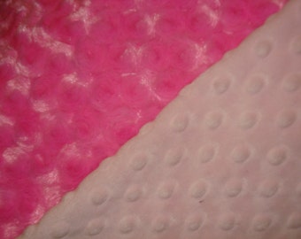 Extra Large Minky Blanket- Fushia swirl/light pink minky dot