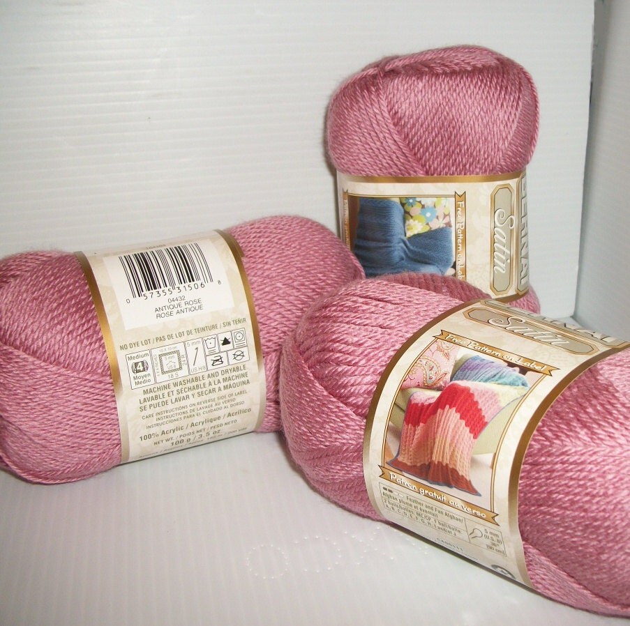 Bernat Satin Yarn 3 Antique Rose for Crochet or by Smudgekitty