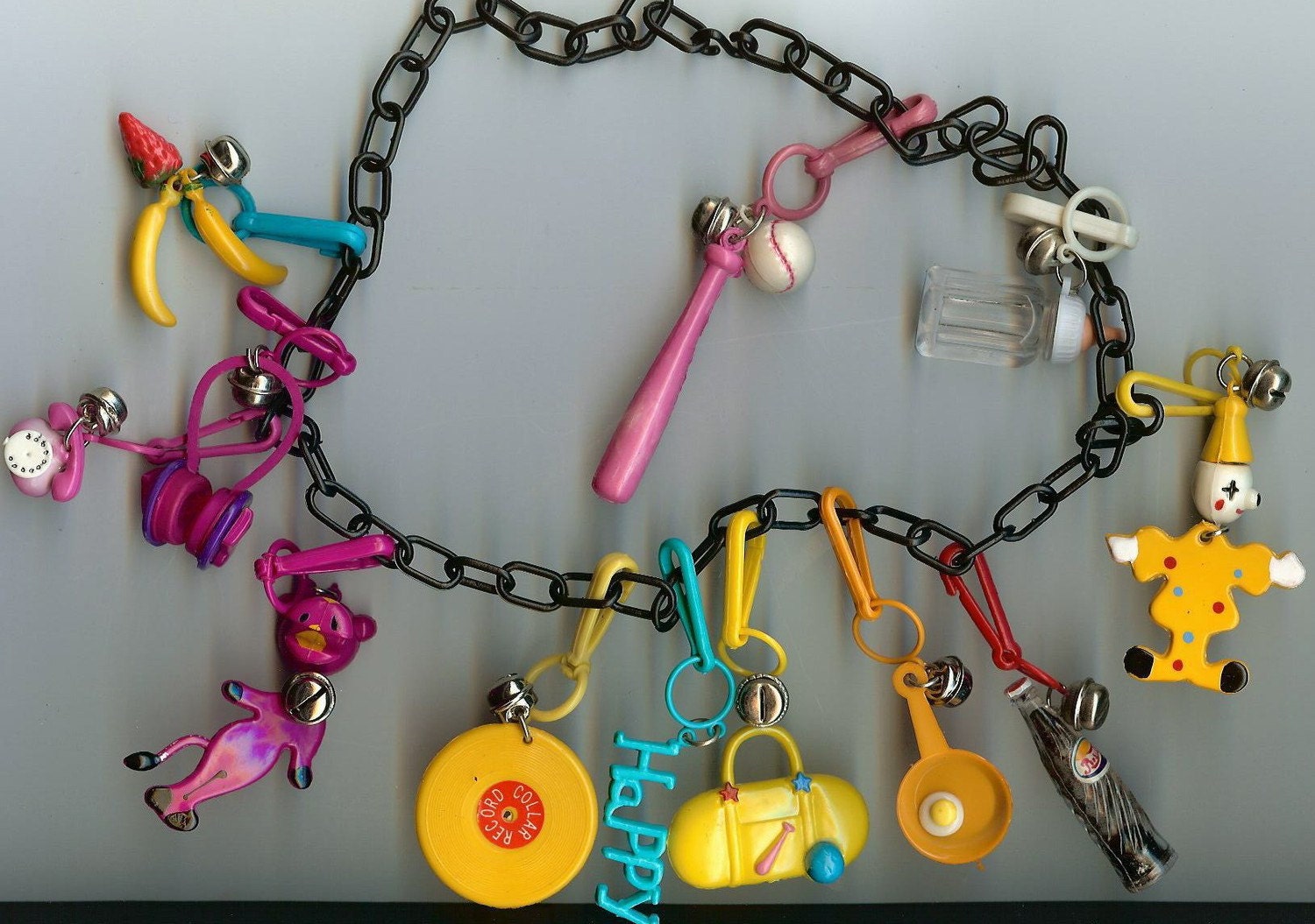 vintage Black toy charm necklace from the 80's