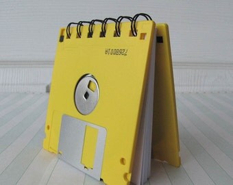 Bright Yellow Recycled Geek Gear Blank Floppy Disk Mini Notebook