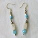 Handmade Moonstone Earrings, Czech glass beads, SS, Ocean Sky