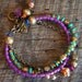 Turquoise, Brass and Coco Shell Beaded Bracelet