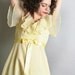 Light Pastel Lemon Yellow vintage Polka Swiss Dot Maxi Flutter Gown - Small
