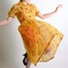 Vintage Marigold Sheer Floral Mode O Day Button Day Dress - Large - Green Grass Brush Strokes Vibrant Mango Citrus