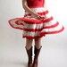 Candy Cane Stripes Vintage Skirt - 28 Inch Waist Twirl Scarlet Red - Peppermint Swirl