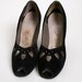 1940s Heels Vintage Black Suede Cocktail High Heels US Size