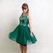 1960s Cocktail Dress - Beaded and Sequin 1960s Emerald Green Dress - Large