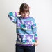 1980s Kitty Sweater - Vintage Novelty Felines in White - Small or Children Teens