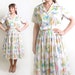 Vintage 1950s Summer Dress - Butterfly Print in Neon Rainbow Colors - Large XL