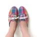Rainbow Plaid Shoes - Vintage 1980s Tennis Shoes - Size US 9