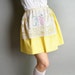Vintage Apron Skirt Sunshine Lemon Yellow Floral Baker Prairie Fashion Harvest