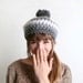 Vintage Knit Beret - Shades of Grey and White - Japanese Favorette Autumn Winter Crochet