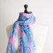 Vintage Floral Scarf - Sky Blue and Neon Pink Sheer Extra Long
