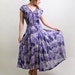 Vintage 1940s Floral Dress - Light Lavender Garden Party Maxi Dress - Large