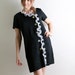 1960s Black and White Dress - Ruffle Trim Tunic - Large