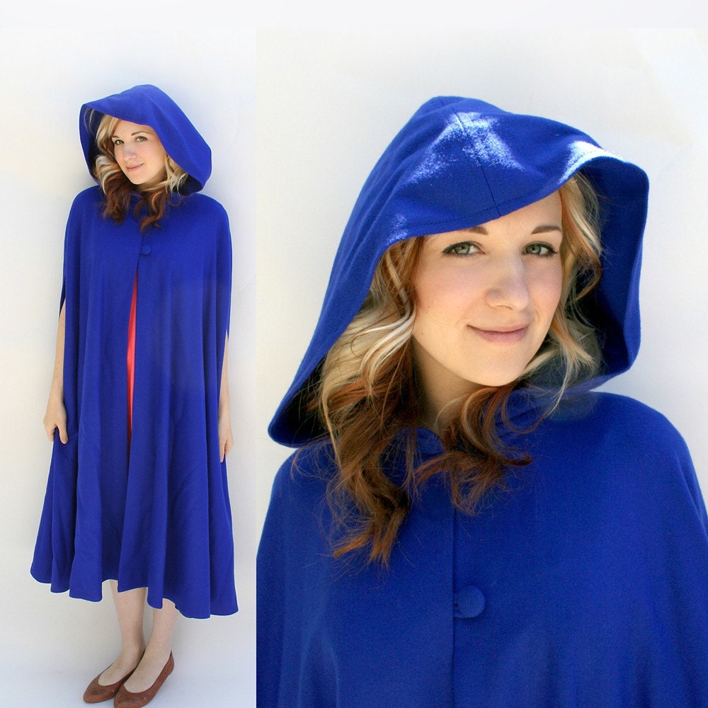 Dark Cobalt Blue Cape with Hood