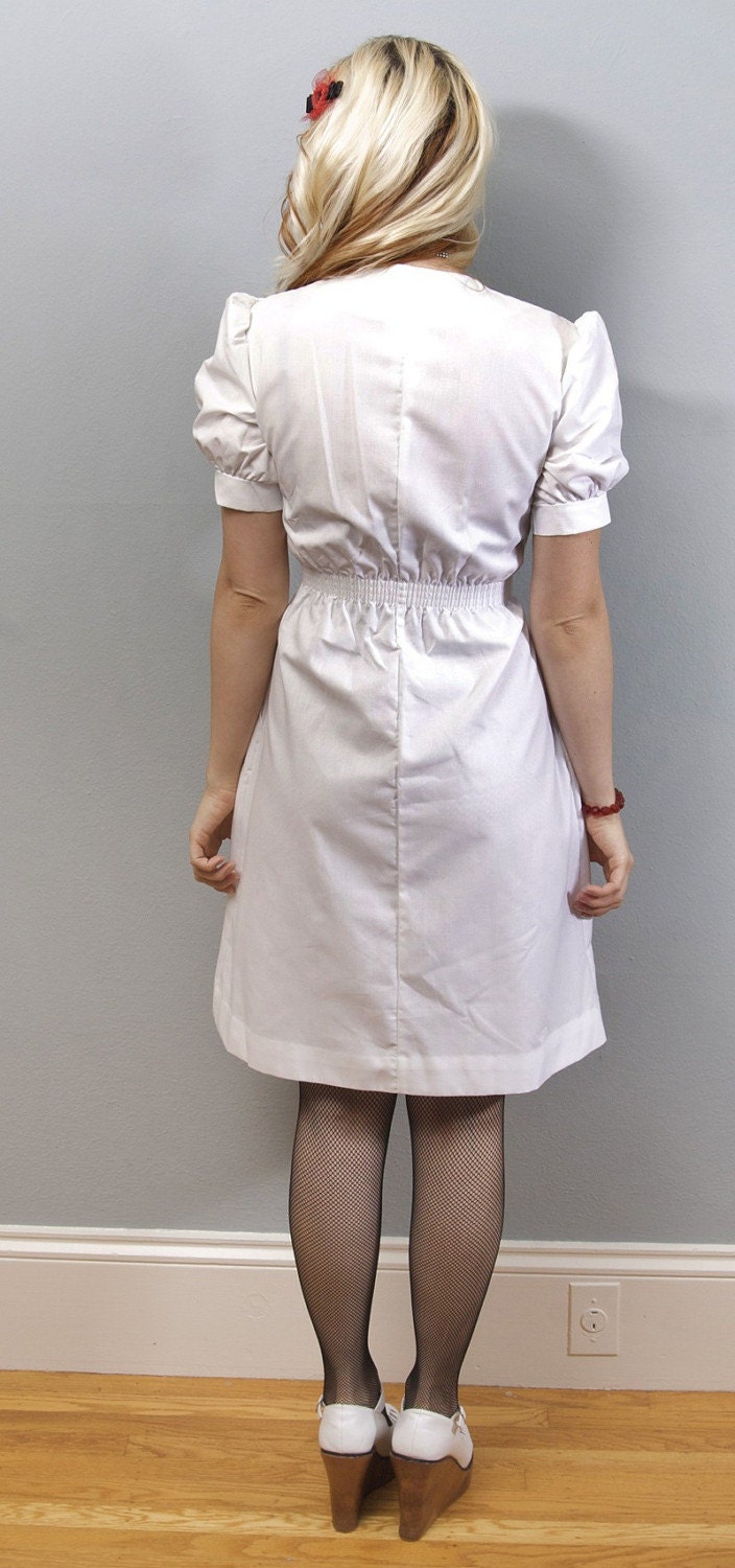 White Vintage 80s Nurse Costume Dress