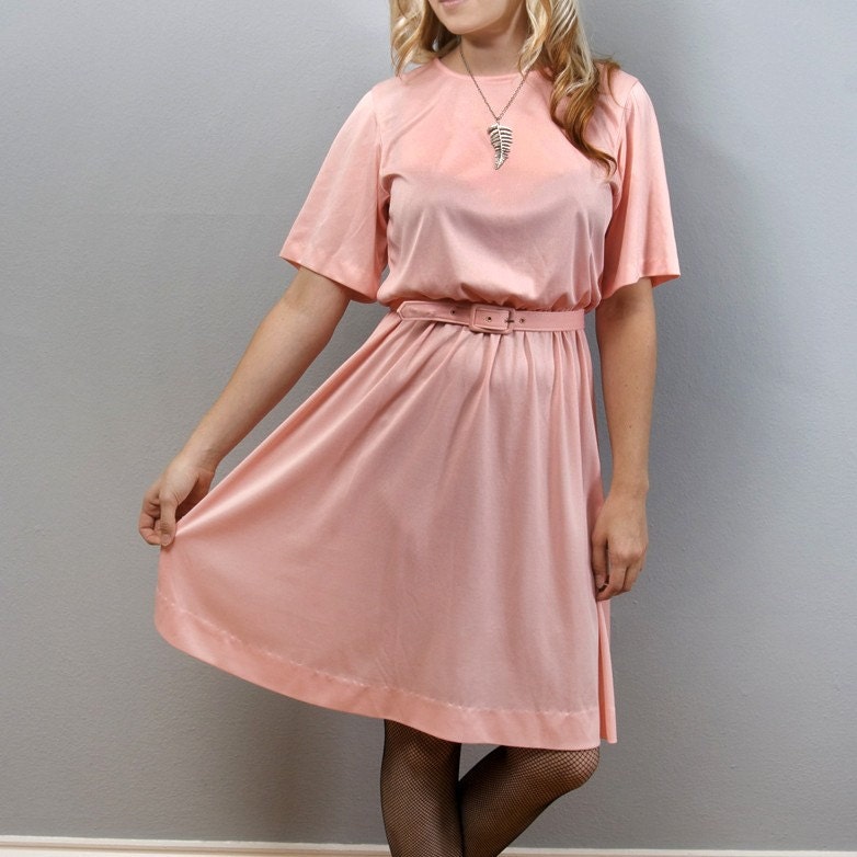 Pastel Salmon Pink Vintage Day Dress