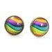 Rainbow Earrings - Colorful Stripe Earring Studs Bronze Color Block Free Shipping - Under 25 - Cyber Monday Jewelry Sale