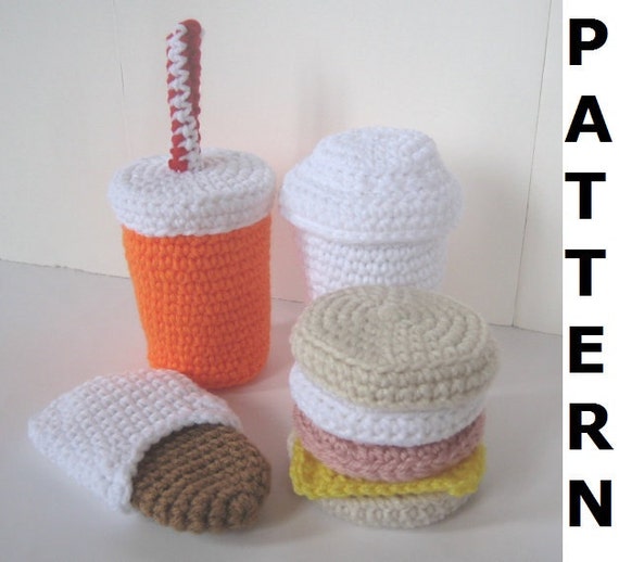 Crochet Food Pattern -- Fast Food Breakfast