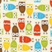 Urban Zoologie, Metro Market and Remix Fabric by Ann Kelle for Robert Kaufman, Owls in Bermuda- Fat Quarter