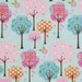 Pretty LIttle Things Fabric by Dena Designs for Free Spirit, Trees in Blue-1 Yard