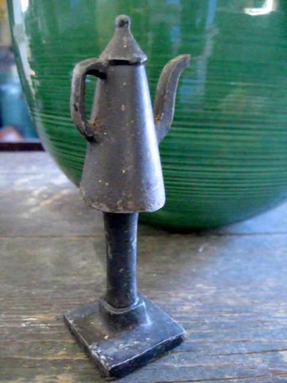 Vintage Cast Iron Paperweight Coffee Pot or Kettle